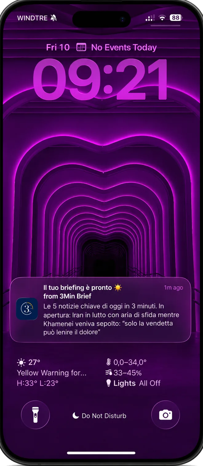Notifica sulla lock screen